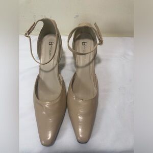Boston Proper Nude Ankle-Strap Pointed-Toe Heels